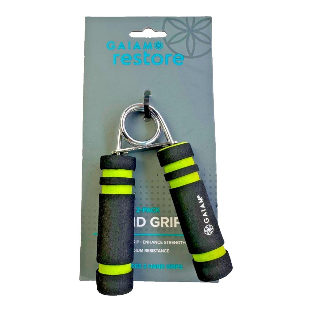Gaiam‎ Restore Hand Grip Exerciser 2 Pack Black Green Medium Resistance NEW Fit